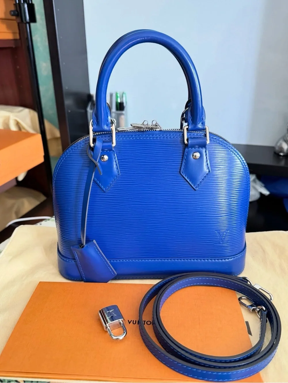 Louis Vuitton Blue Epi Alma BB Satchel - Picture 1 of 14
